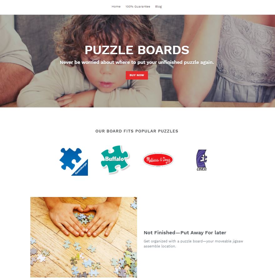 seo client's puzzle board organizer website