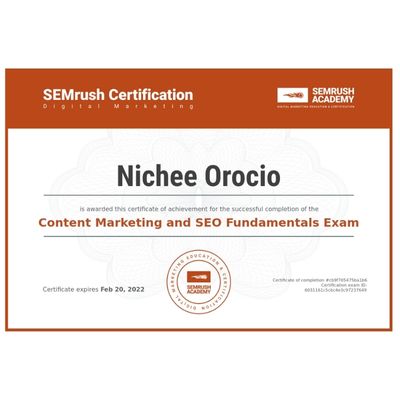 SEMrush Content Certificate